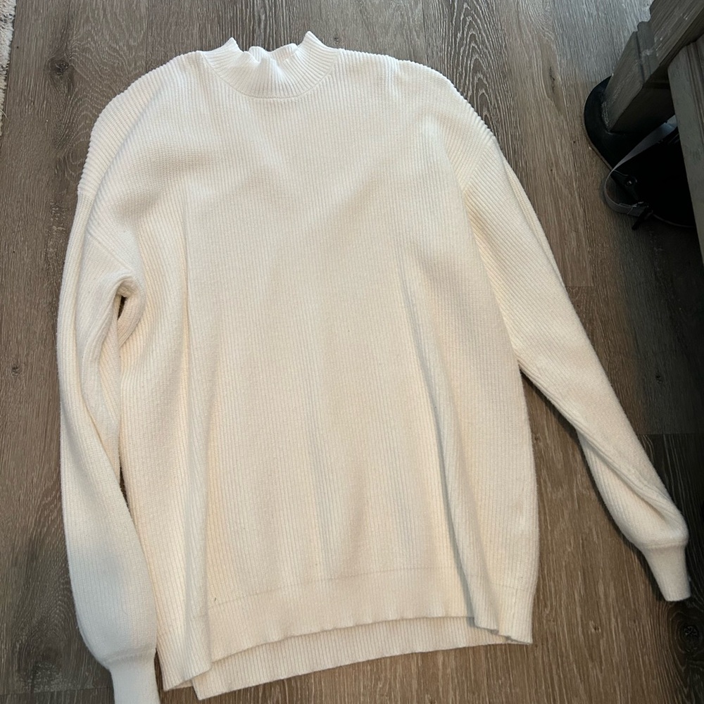 SHEIN Cozy White Ribbed Sweater